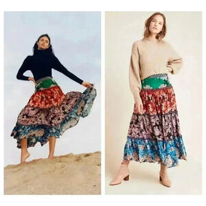 Anthro Bhanuni‎ by Jyoti Anarosa Tiered Maxi Skirt